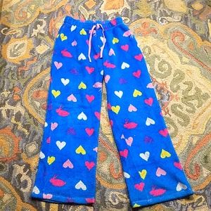 Blue Fuzzy heart pajama pants